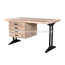 Natural solid wood with metal base 4 drawers office desk